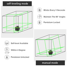 Load image into Gallery viewer, 3D Laser Level Green Beam Cross Line Laser Self Leveling 147ft 45m large Power Huepar 903CG
