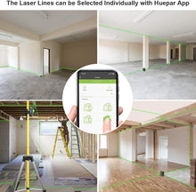 Load image into Gallery viewer, 3x360 Green Beam 3D Laser Level with Bluetooth Connectivity, Cross Line Laser Level Tool Huepar 603CG-BT