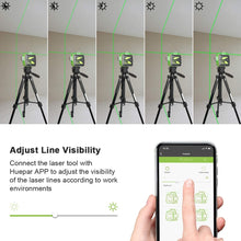 Load image into Gallery viewer, 3x360 Green Beam 3D Laser Level with Bluetooth Connectivity, Cross Line Laser Level Tool Huepar 603CG-BT
