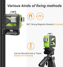 Load image into Gallery viewer, 3x360 Green Beam 3D Laser Level with Bluetooth Connectivity, Cross Line Laser Level Tool Huepar 603CG-BT