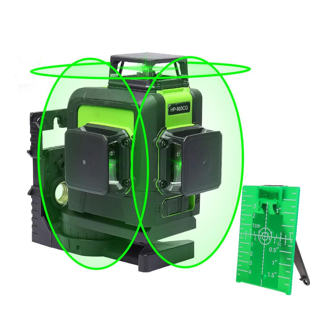 3D Laser Level Green Beam Cross Line Laser Self Leveling 147ft 45m large Power Huepar 903CG