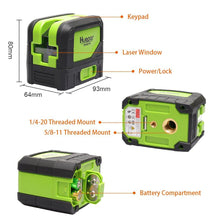 Load image into Gallery viewer, Huepar DIY Cross Line Green Beam  Laser Level With 2 Dots Vertical Horizontal Self Leveling-Huepar 9211G
