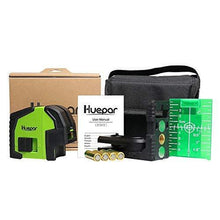 Load image into Gallery viewer, Huepar Cross Line Laser Level with 2 Plumb Dots 8211G Professional Green Laser Beam
