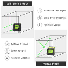 Load image into Gallery viewer, Huepar Green Laser Level DIY Cross Line Laser Self Leveling 9011G
