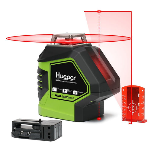 Huepar Self Leveling Red Laser Level 360 Degree Cross Line with 2 Plumb Dots Angle 621CR