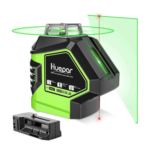 Huepar Self Leveling Green Laser Level 360 Degree Cross Line with 2 Plumb Dots Angle 621CG