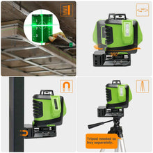 Load image into Gallery viewer, Huepar Green Beam Cross Laser Level-360-Degree Horizontal Two Vertical Lines Plus Plumb Point Self-Leveling Alignment Multi Line 622CG
