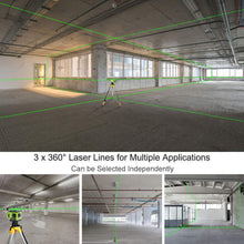 Load image into Gallery viewer, Huepar Electronic Self-Leveling 3D Green Beam Laser Level -3x360 Cross Line DT03G
