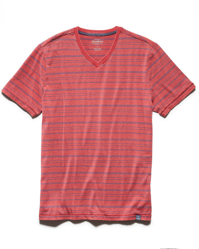 DOLAN STRIPED BURNOUT V-NECK TEE