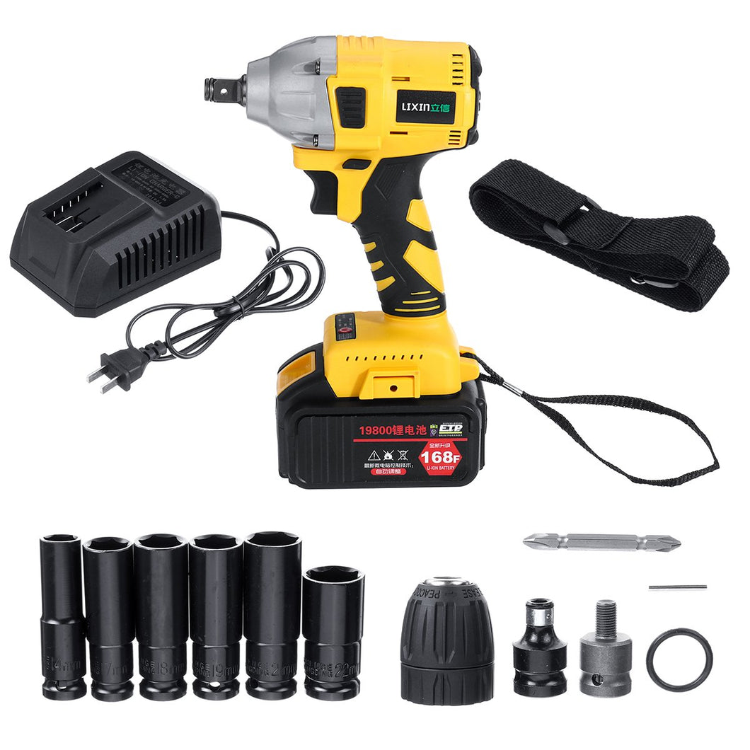 Electric Brushless Impact Wrench with LED lights and Battery