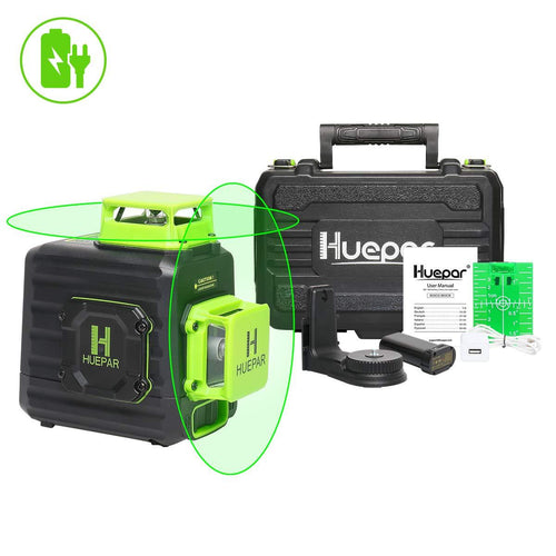 2 x 360 Cross Line Self-Leveling Laser Level, Li-ion Battery with Type-C Charging Port & Hard Carry Case Included -Huepar B02CG