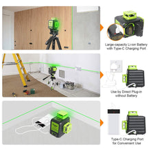 Load image into Gallery viewer, Huepar 3x360 Laser Level, Li-ion Battery &amp; Hard Carry Case included B03CG
