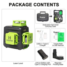 Load image into Gallery viewer, Huepar 3x360 Laser Level, Li-ion Battery &amp; Hard Carry Case included B03CG
